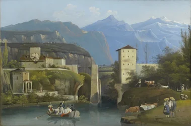 Biedermeier-Bilderuhr Ponte de Crevola